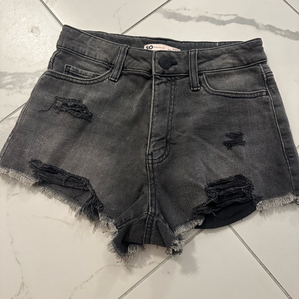 SO Black Distressed Denim Jean Shorts